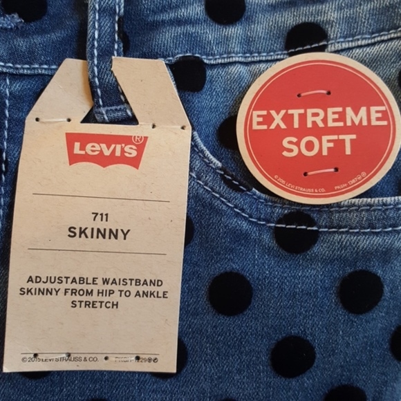 Levi's 711 Polka Dot Stretch Skinny Jeans 10 - Picture 5 of 8